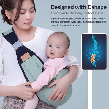 Adjustable Baby Wrap Soft Newborn Sling with Ergonomic Design, C-Shaped Back Support, Safe for Babies 1 Months+