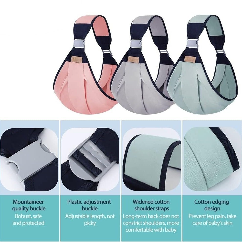 Adjustable Baby Wrap Soft Newborn Sling with Ergonomic Design, C-Shaped Back Support, Safe for Babies 1 Months+