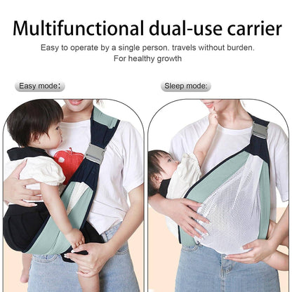 Adjustable Baby Wrap Soft Newborn Sling with Ergonomic Design, C-Shaped Back Support, Safe for Babies 1 Months+