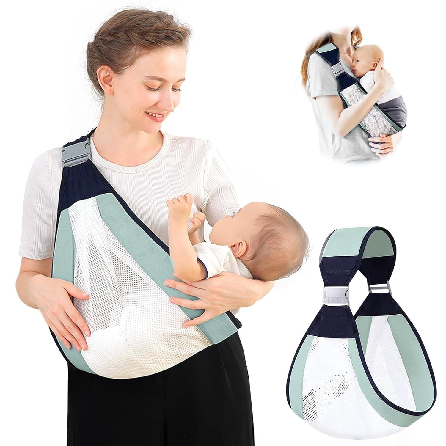 Adjustable Baby Wrap Soft Newborn Sling with Ergonomic Design, C-Shaped Back Support, Safe for Babies 1 Months+