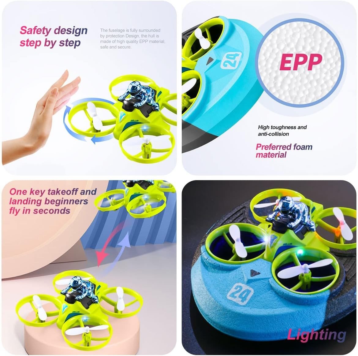 Amphibious RC Toy with 3-in-1 Air, Land & Water Modes, 360° Flips & Rotations, LED Lights for Night Flying, Safe for Ages 8+
