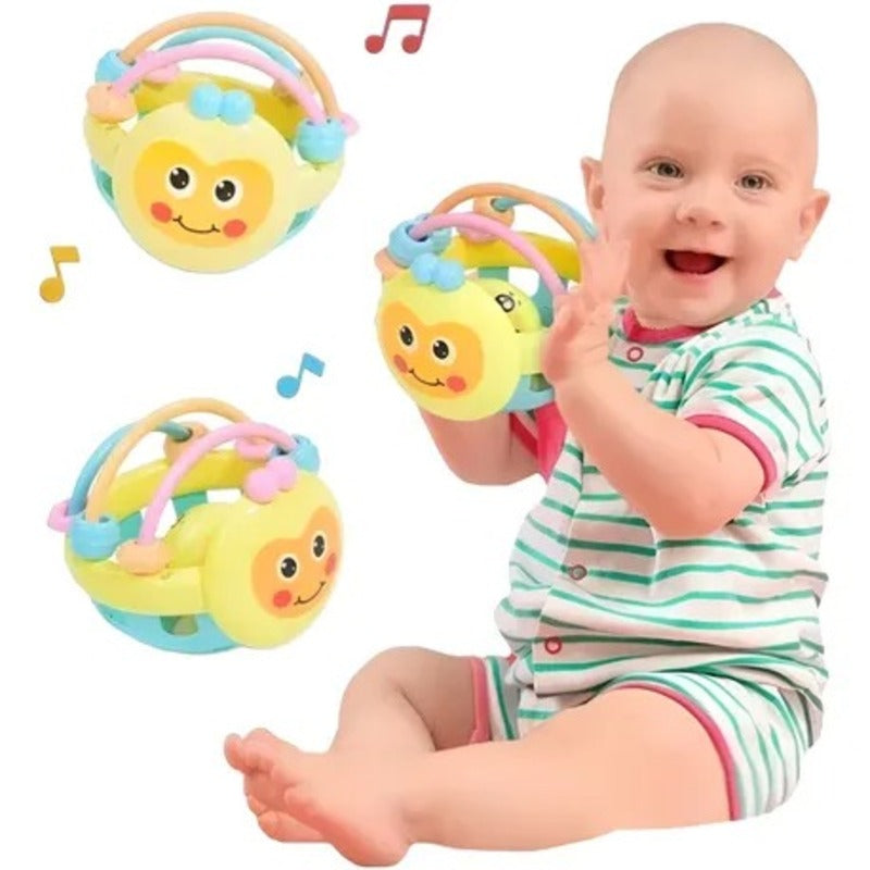 Baby Sensory Rattle Ball with Built-in Bell, Easy to Grip, Unisex Design, Safe for Age 1+