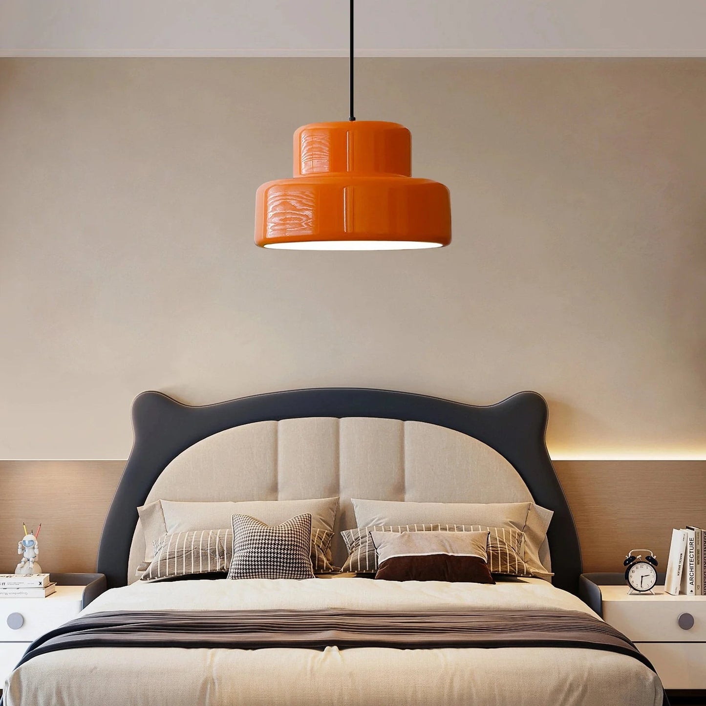 Modern Vintage Bauhaus Orange Pendant Light