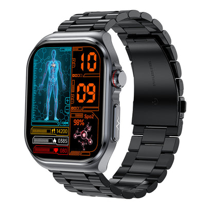 fitness Smartwatch with a metallic band on a white background