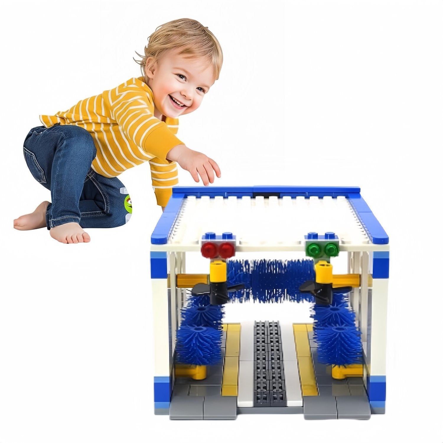 Fun Kids Car Wash Playset with 250 Colorful Blocks - Halri