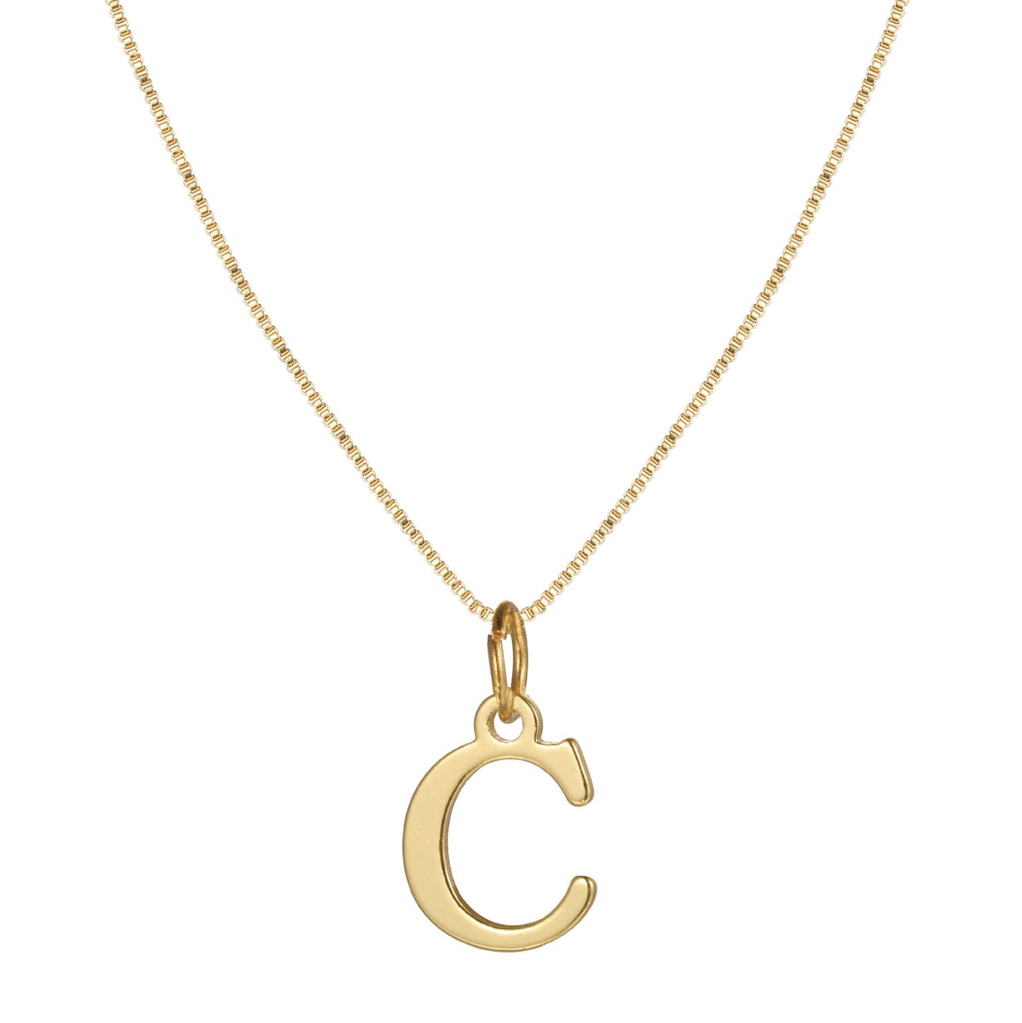 Schlichte Halskette mit Initialenanhänger aus 14-karätigem Gold