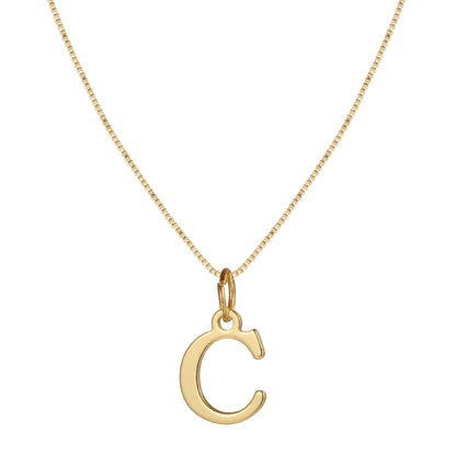 Schlichte Halskette mit Initialenanhänger aus 14-karätigem Gold