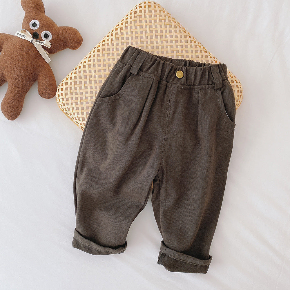 Beige Kinderhose mit bequemer Passform und elastischem Bund