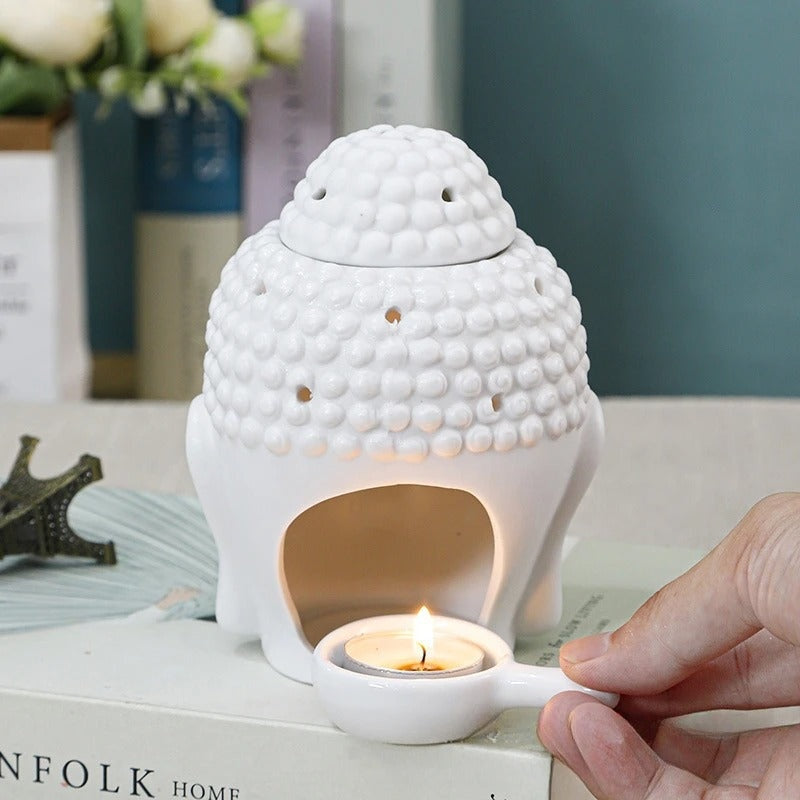 Ceramic Buddha Head Aromatherapy Candle Burner