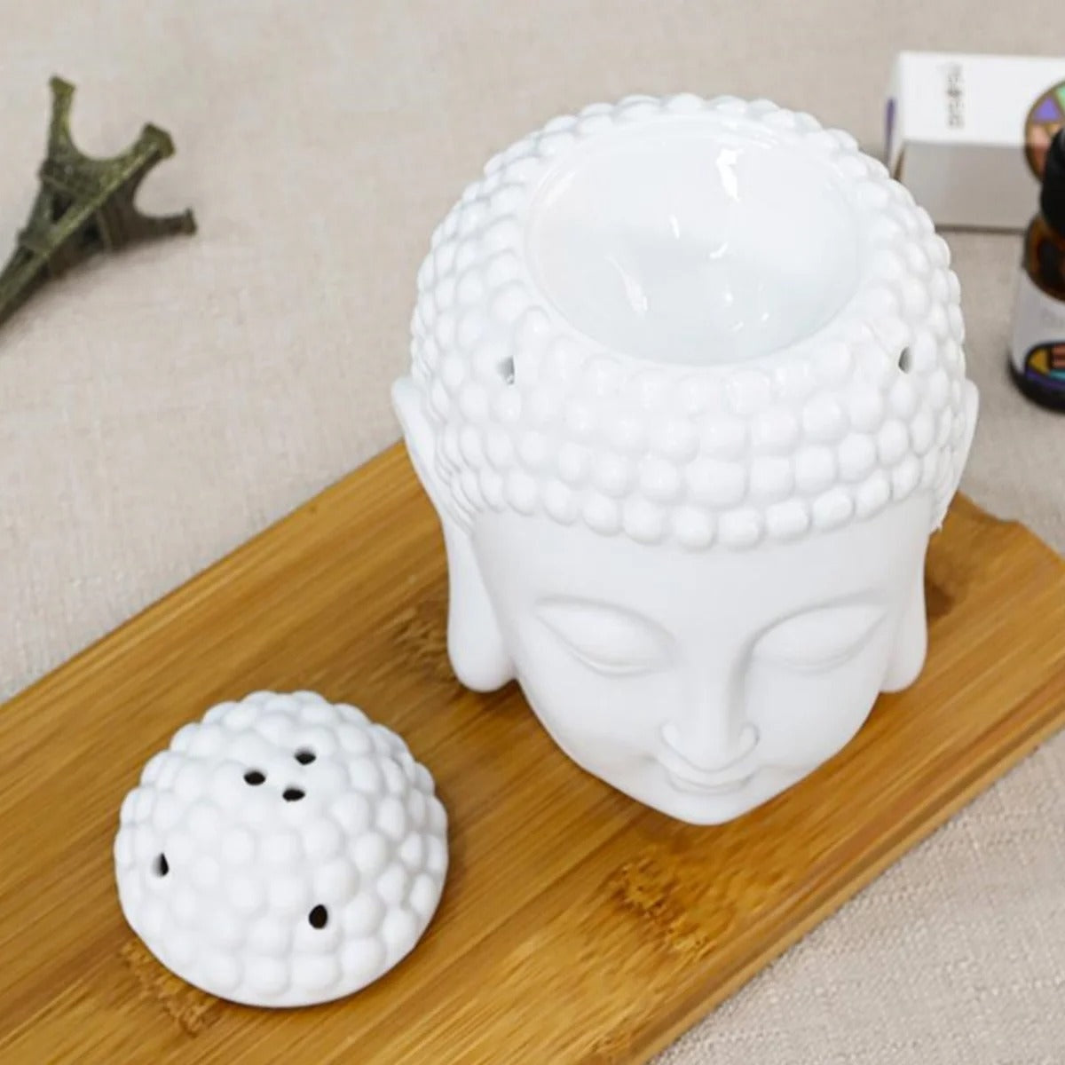 Ceramic Buddha Head Aromatherapy Candle Burner
