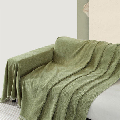 Plush Herringbone Throw Blanket with Fringe