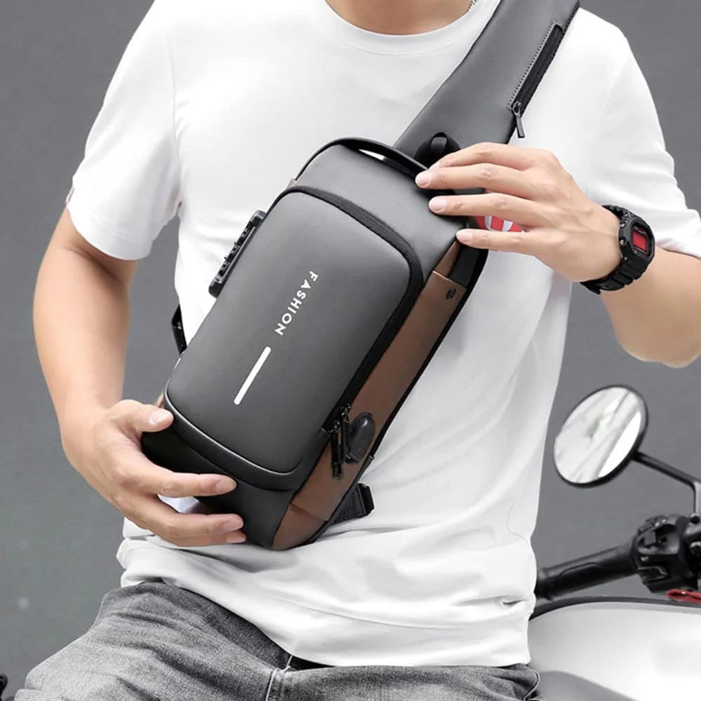 Secure Crossbody Sling Bag for Men with USB Charge Pocket - Halri