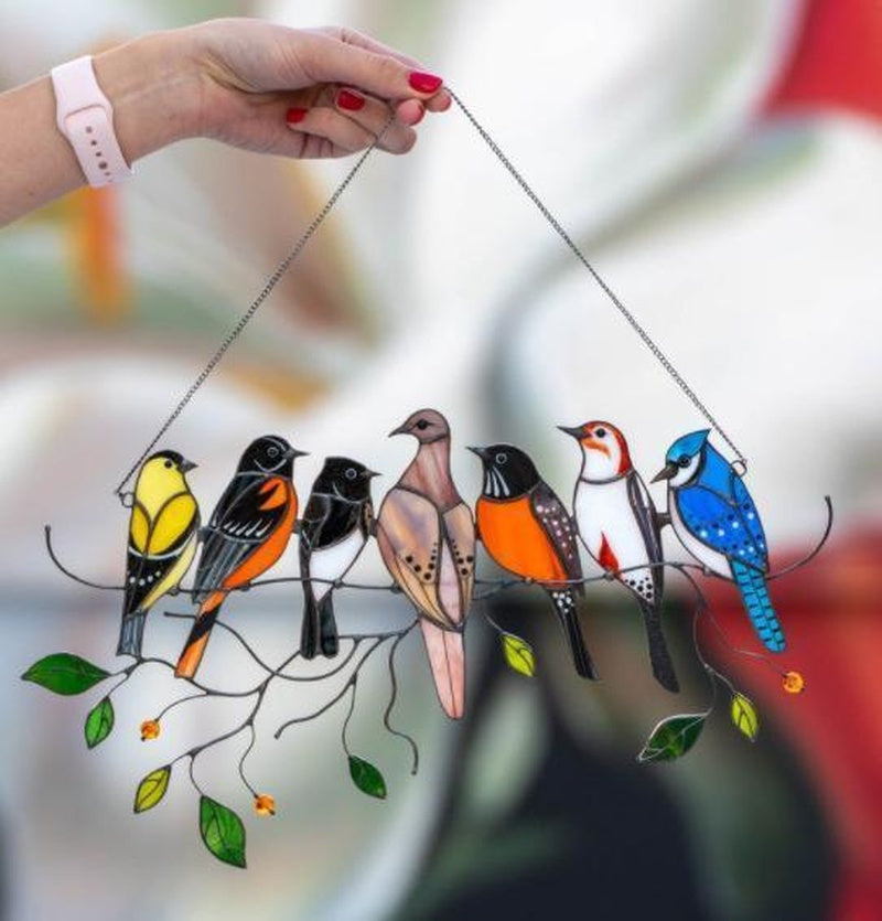 Vibrant Stained Glass Bird Hanging Decoration - Halri