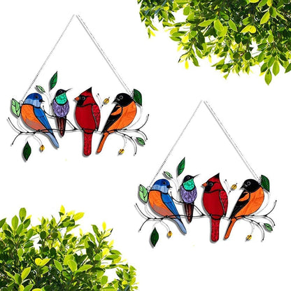 Colorful Acrylic Bird Window Pendant – Stained Glass Effect