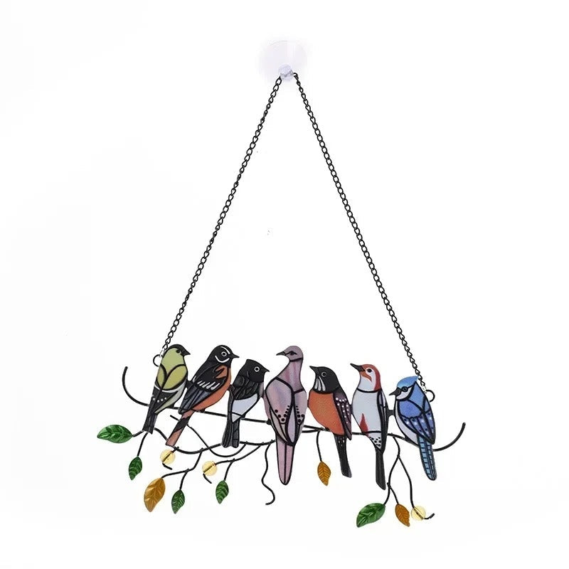 Colorful Acrylic Bird Window Pendant – Stained Glass Effect