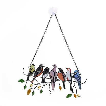 Colorful Acrylic Bird Window Pendant – Stained Glass Effect