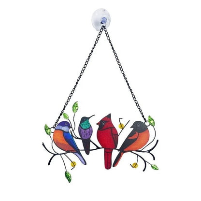 Colorful Acrylic Bird Window Pendant – Stained Glass Effect