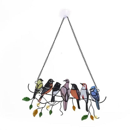 Vibrant Stained Glass Bird Hanging Decoration