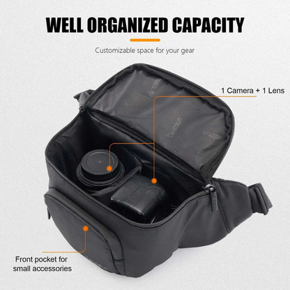 Compact Waterproof Camera Bag for Outdoor Use Crossbody, Sling, and Waist Bag