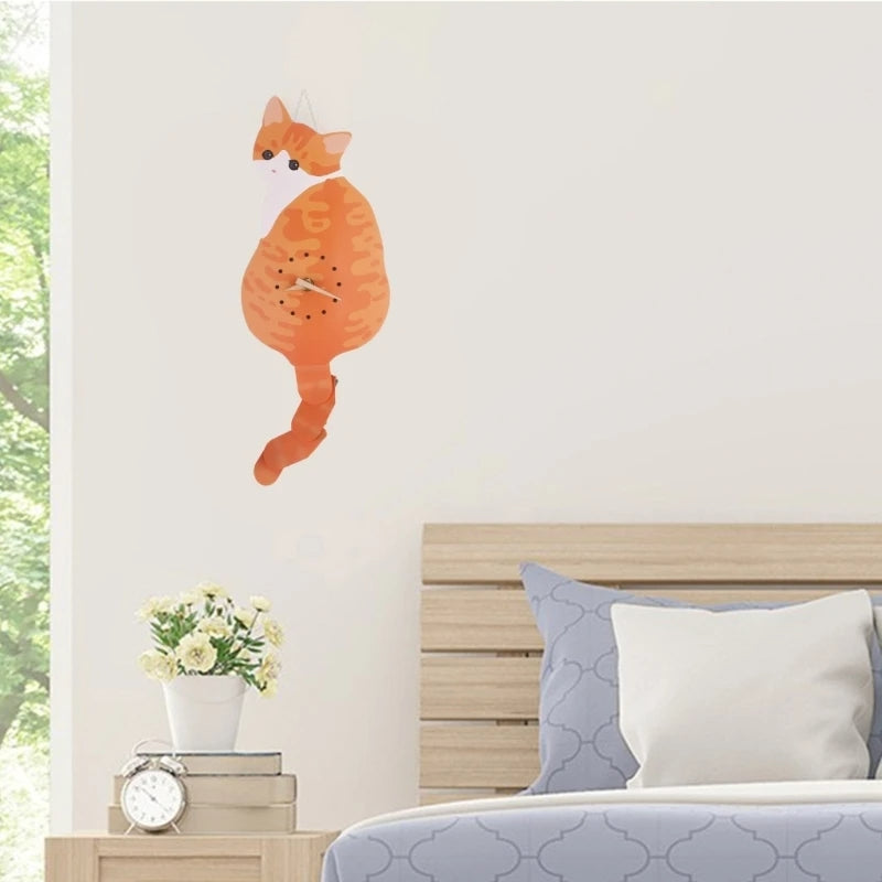 Adorable Kitty Pendulum Clock for Home Decoration