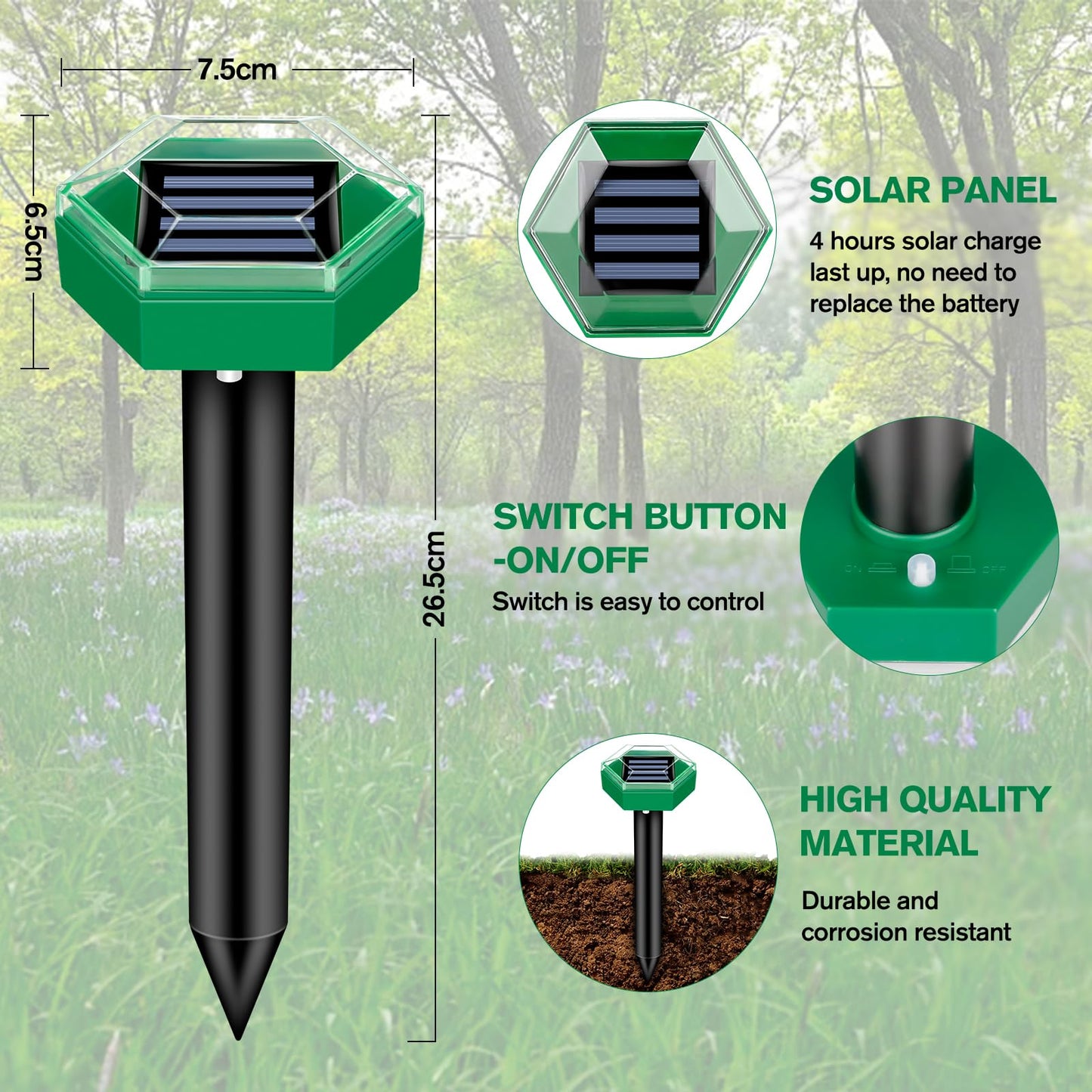 Outdoor Pest Control Mole Repeller 4-Pack