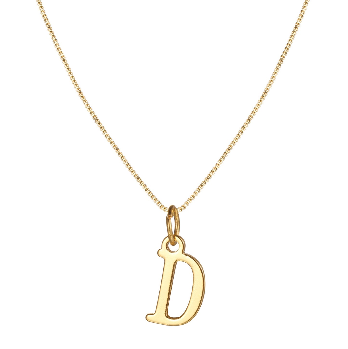 Schlichte Halskette mit Initialenanhänger aus 14-karätigem Gold