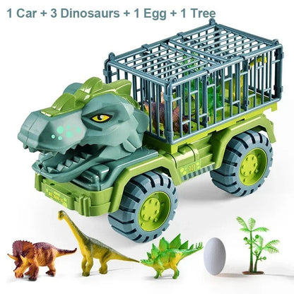 Dinosaur Car Play Truck, Transport Car Carrier with 3 Dino Figures, Egg and Tree, Safe for Ages 3+