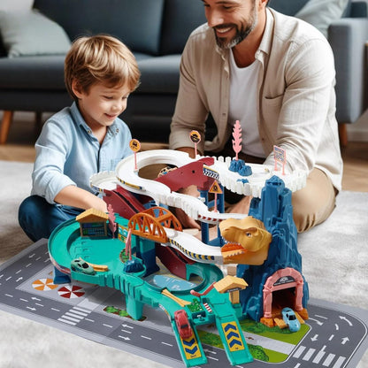 Dinosaur Track Car with Adventure Racing Set, Helps Develop Imagination, Safe for Ages 3+