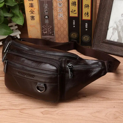 Authentische Leder-Bauchtasche für Herren – Große Umhängetasche