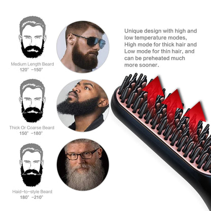 Electric Beard Brush Heated Styling Brush for Men Ion Hair Straightening Tool