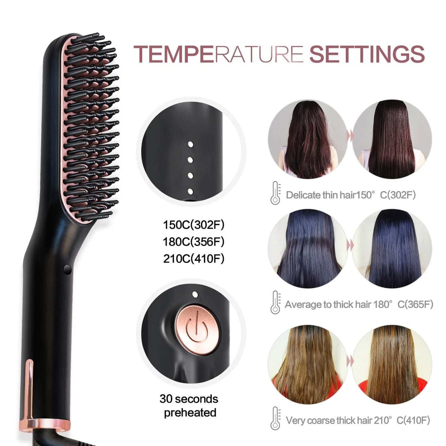 Electric Beard Brush Heated Styling Brush for Men Ion Hair Straightening Tool