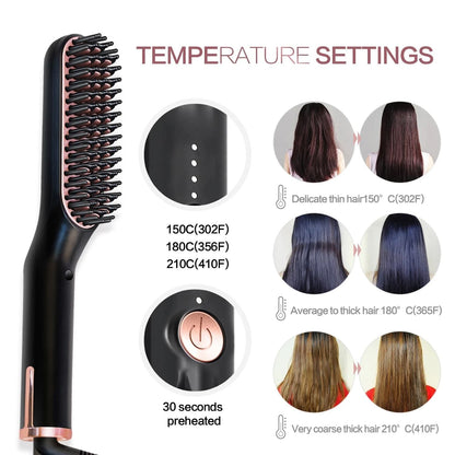Electric Beard Brush Heated Styling Brush for Men Ion Hair Straightening Tool