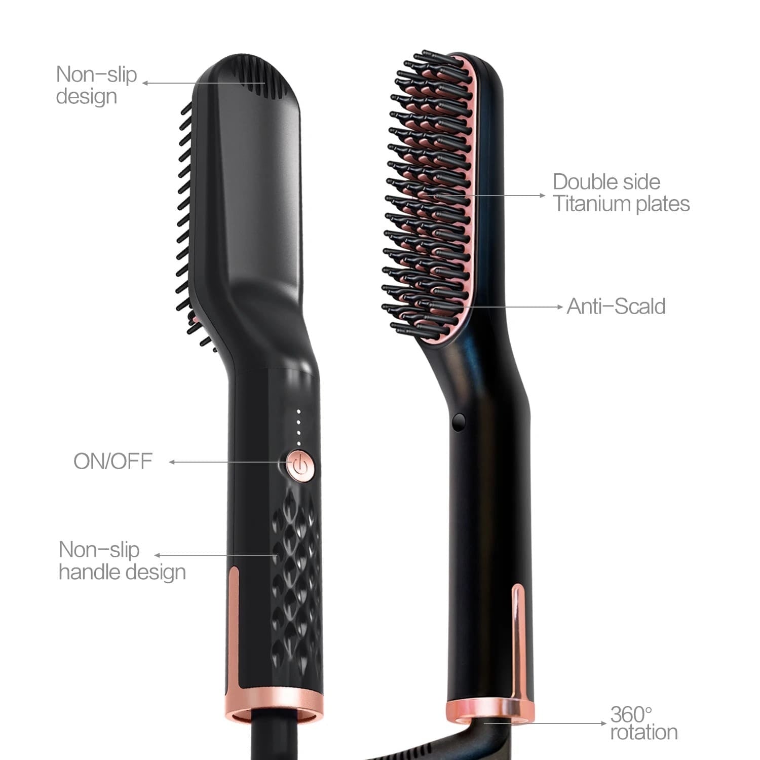 Electric Beard Brush Heated Styling Brush for Men Ion Hair Straightening Tool