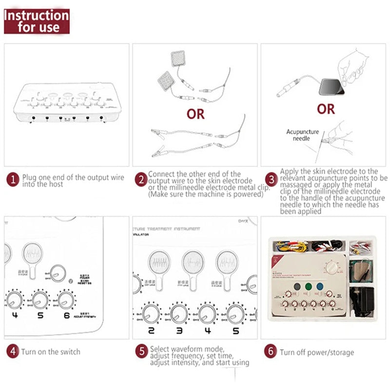 EMS Electroacupuncture Therapy Device with 6-Channel Muscle Stimulation