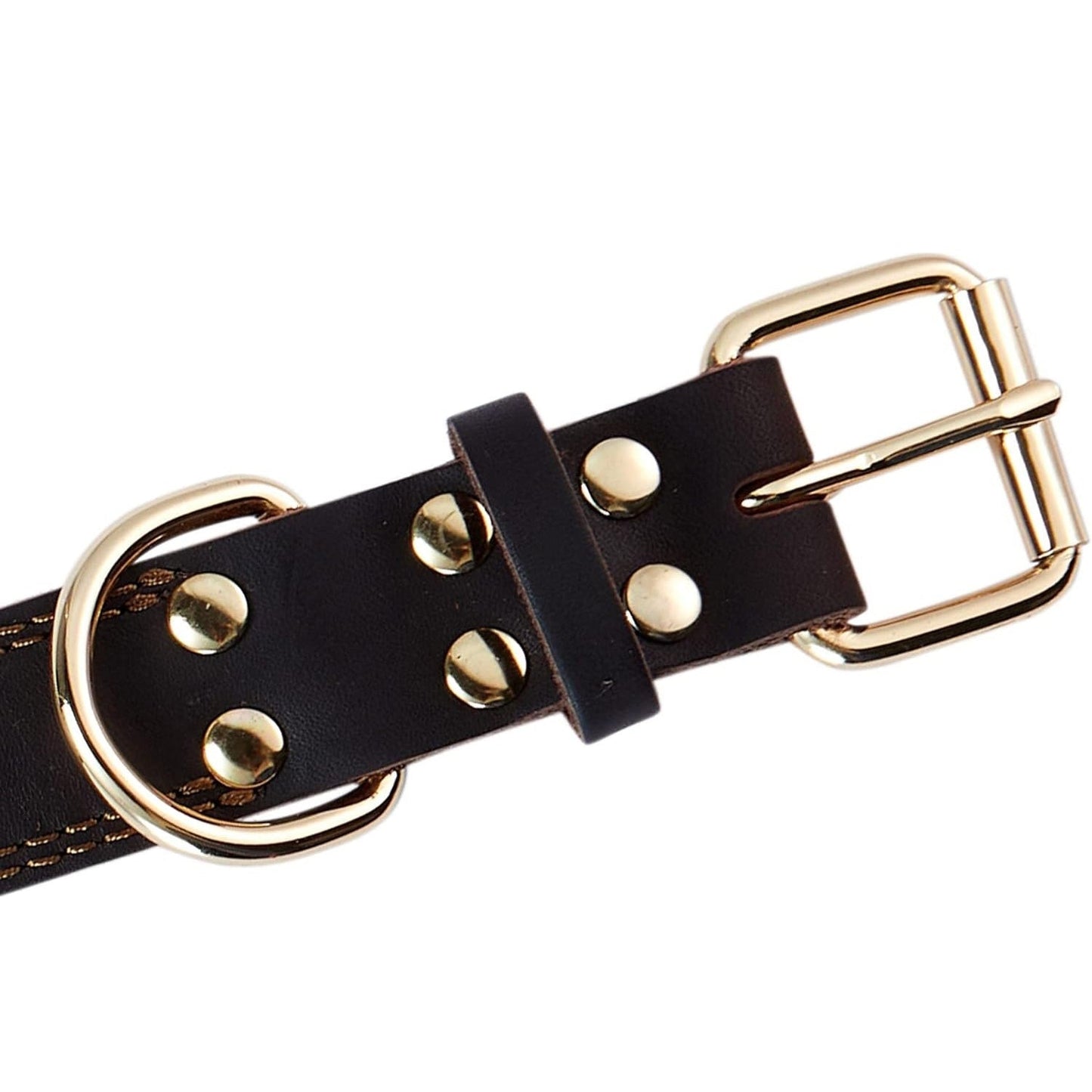 Genuine Leather Dog Collar, Heavy Duty Dog Collar, Wide Dog Collar, Dog Collar with Rustproof Double D-Ring