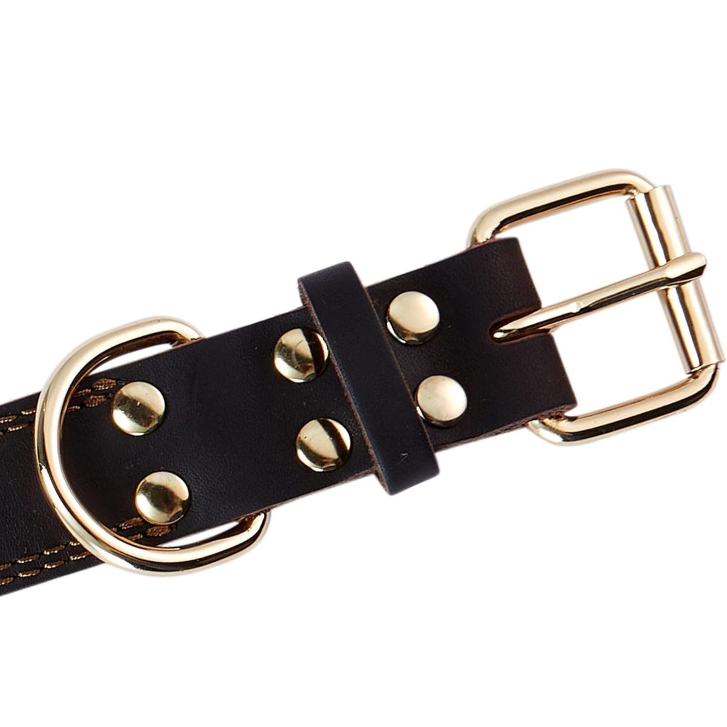 Genuine Leather Dog Collar, Heavy Duty Dog Collar, Wide Dog Collar, Dog Collar with Rustproof Double D-Ring