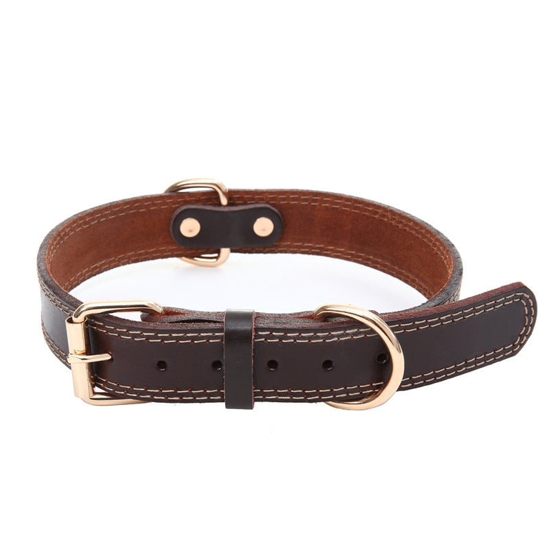 Genuine Leather Dog Collar, Heavy Duty Dog Collar, Wide Dog Collar, Dog Collar with Rustproof Double D-Ring
