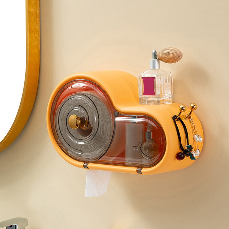 Kleiner Aufbewahrungsbehälter für Toilettenpapier im Badezimmer