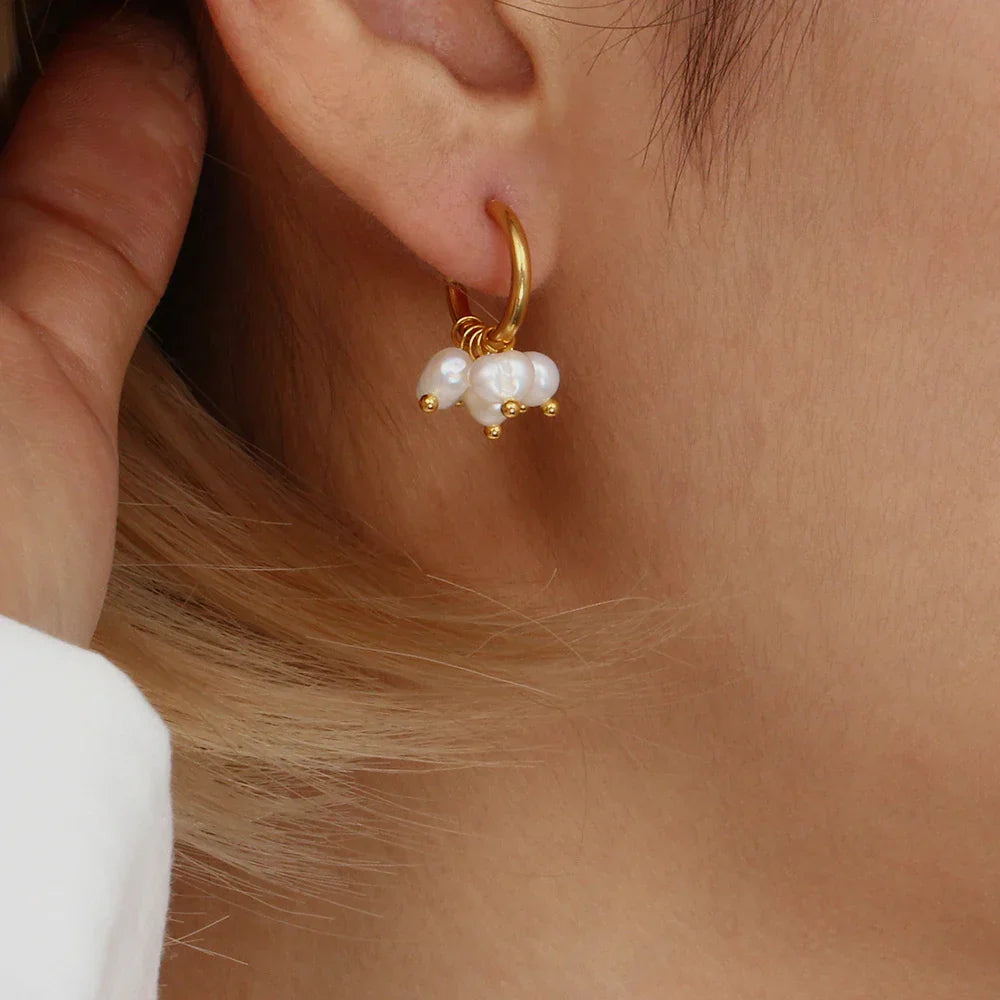 Delicate 18k Gold Pearl Drop Earrings - Halri