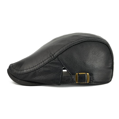 Classic Vintage Leather Newsboy Cap - Halri