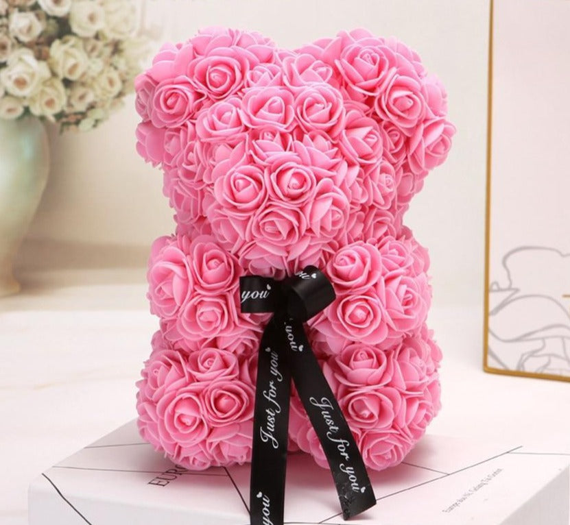 Wunderschönes Geschenk mit Blumenmuster: Teddybär