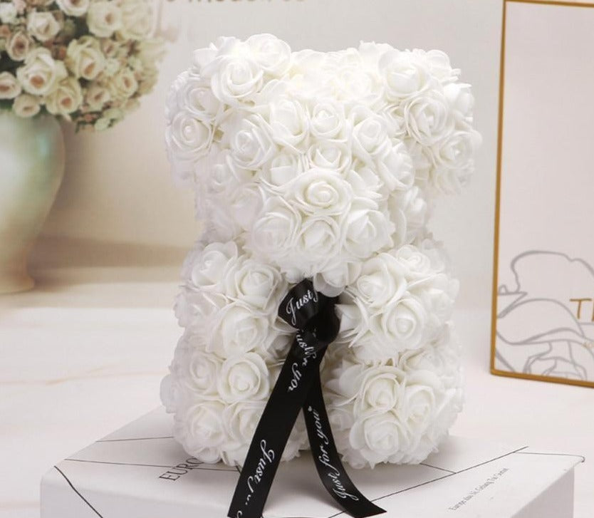 Wunderschönes Geschenk mit Blumenmuster: Teddybär