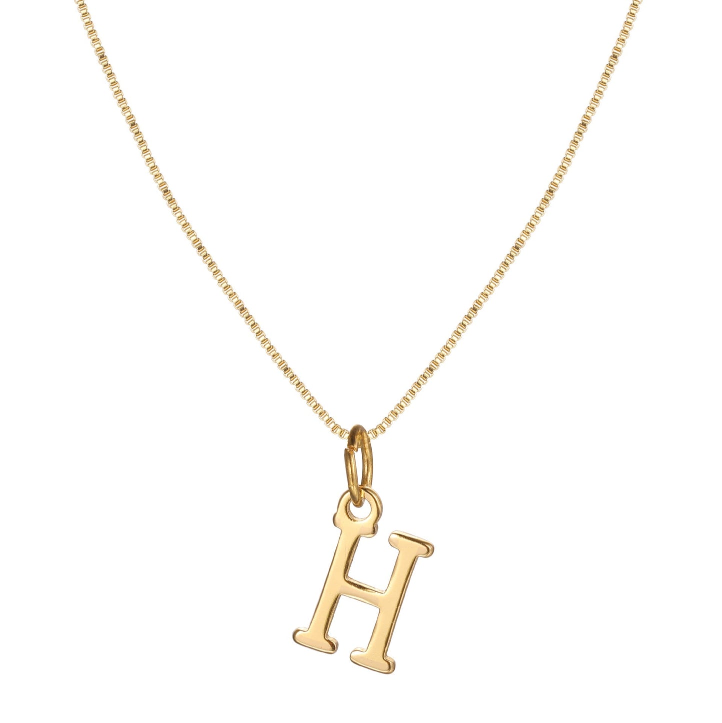 Schlichte Halskette mit Initialenanhänger aus 14-karätigem Gold
