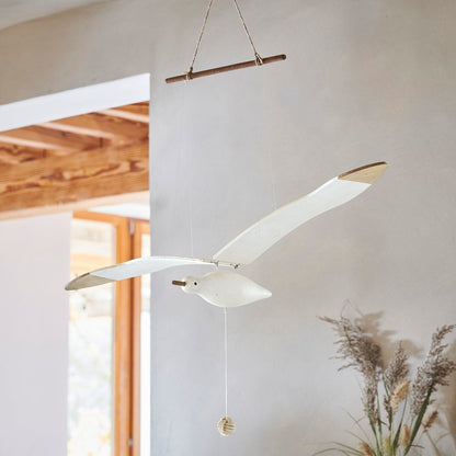 Beachy Wooden Seagull Decor Ornament