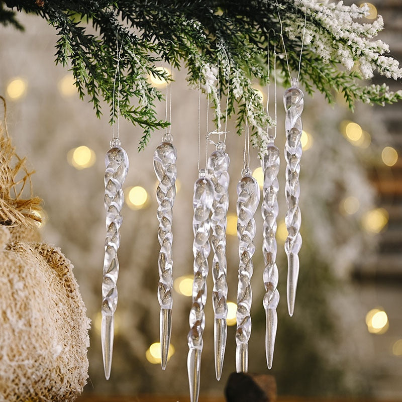 12Pcs Snowy Hanging Christmas Icicle Decorations - Halri
