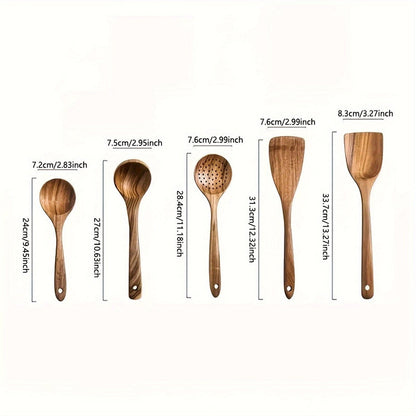 Premium Wood Cooking Utensil Set - 5 Piece Kitchen Tools