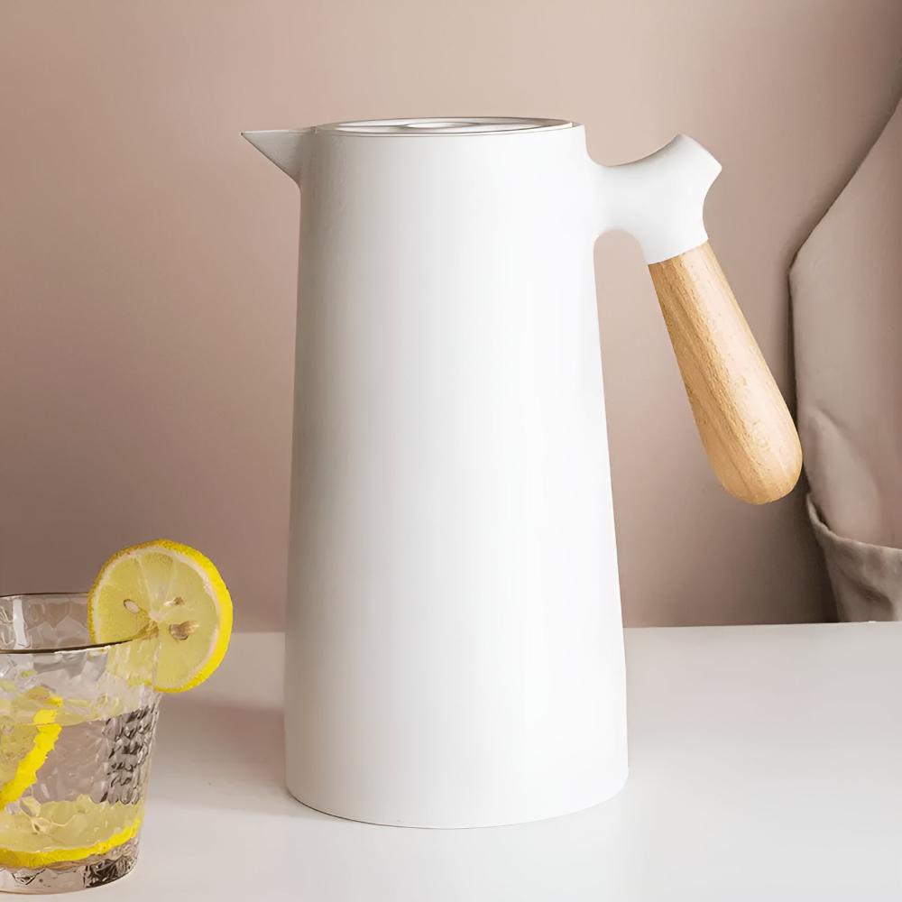 Insulated Carafe with Wooden Handle – 1L Vacuum-Sealed Beverage Dispenser 10
