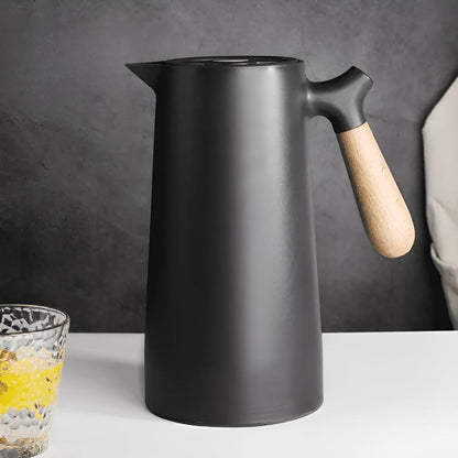 Insulated Carafe with Wooden Handle – 1L Vacuum-Sealed Beverage Dispenser 11