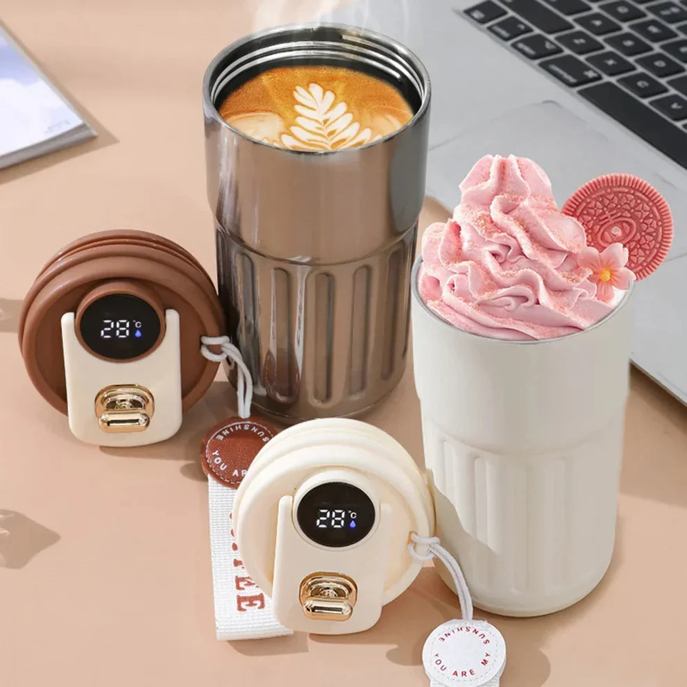 Insulated Travel Mug with LED Temperature Display - Reusable Coffee Cup, Double-Walled Thermos for Hot and Cold Beverages 2