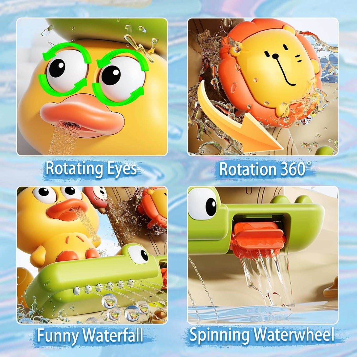 Jungle-Themed Water Fun with Spinning Friends, Make Bath Time Fun, Safe for Ages 1+